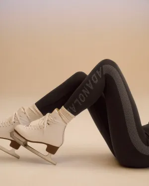 For Kids Rib Knit Seamless Jacquard Leggings - Coffee Bean