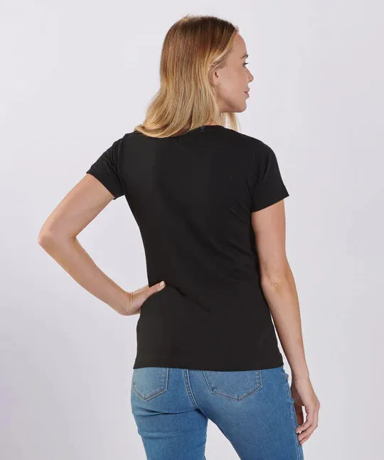 Strong Soul Women's Black V-Neck Tee from Boxercraft