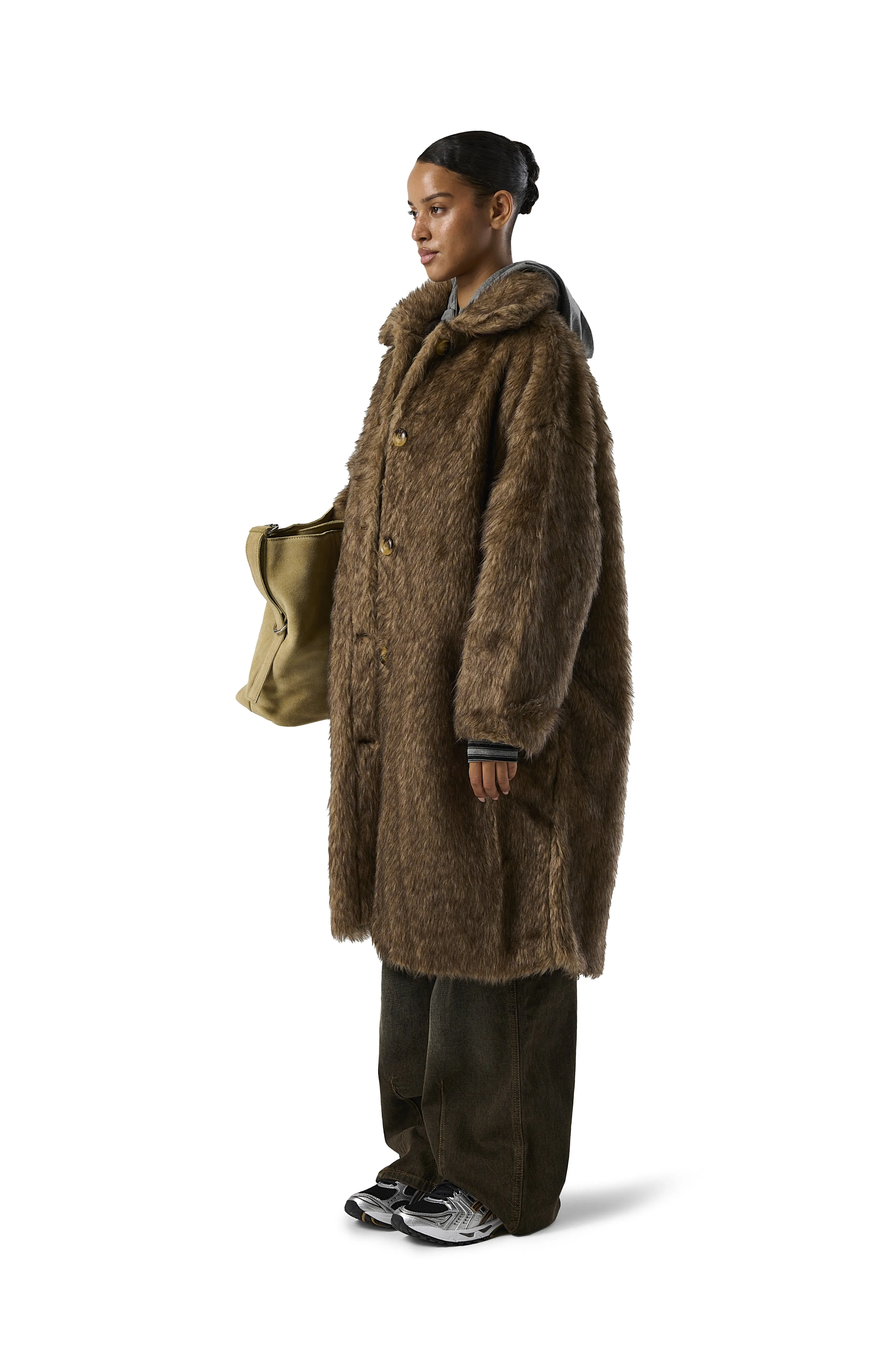 Donnie Faux Fur Longline Coat Slip Resistant Grip