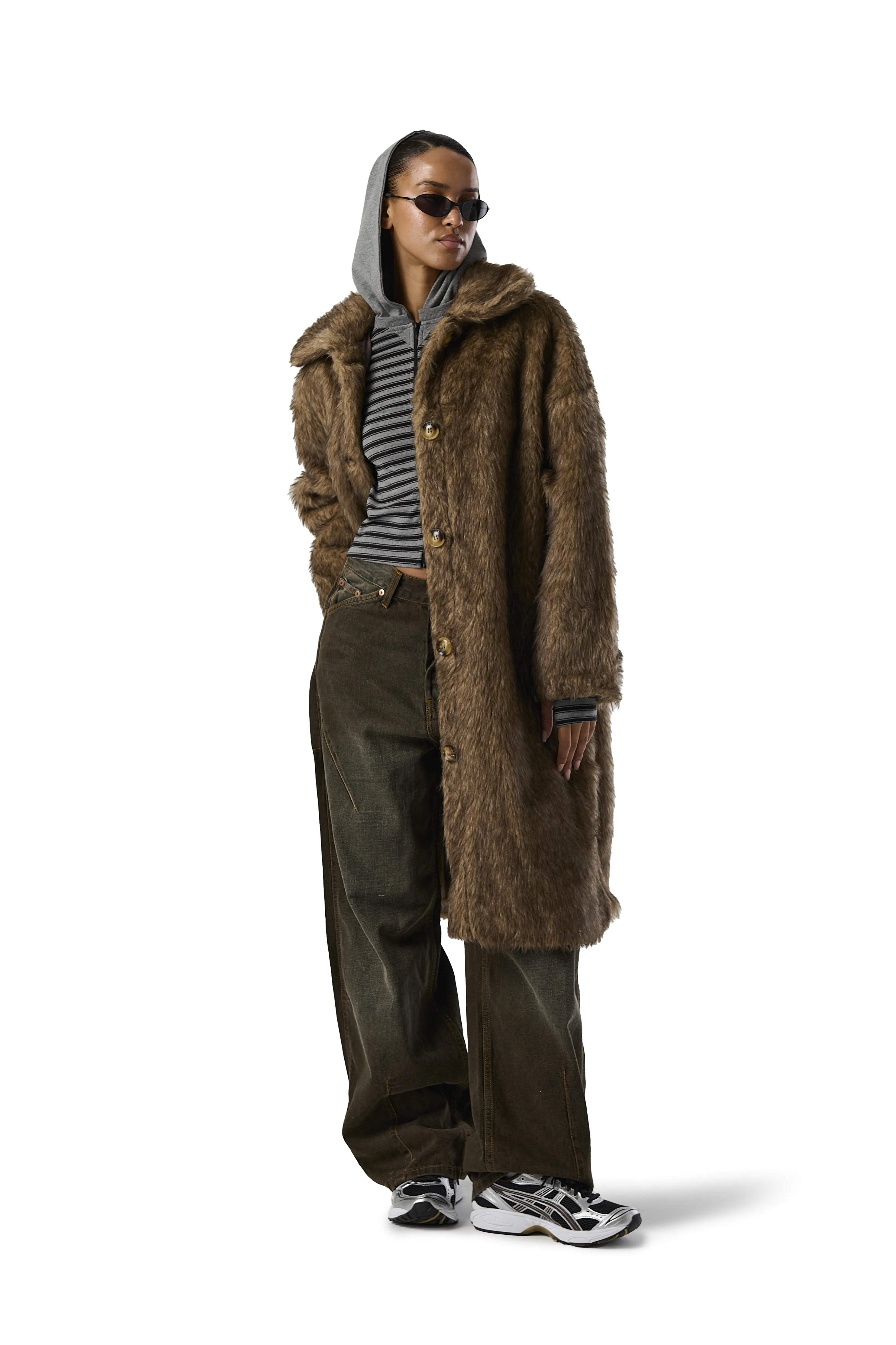Daywear Staple Windproof Technology Donnie Faux Fur Longline Coat