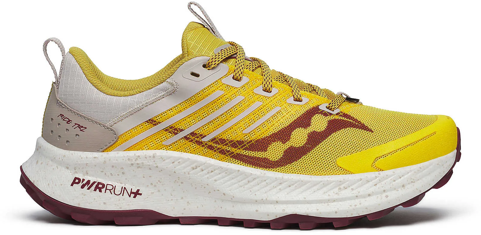 Saucony Ride TR2 Womens Trail Running Shoes - Yellow Gradual Transition running on a treadmill at home shoes
