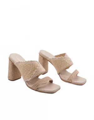 Custom Heels Peep Toe Leather Pumps Women's Rai Heel In Beige