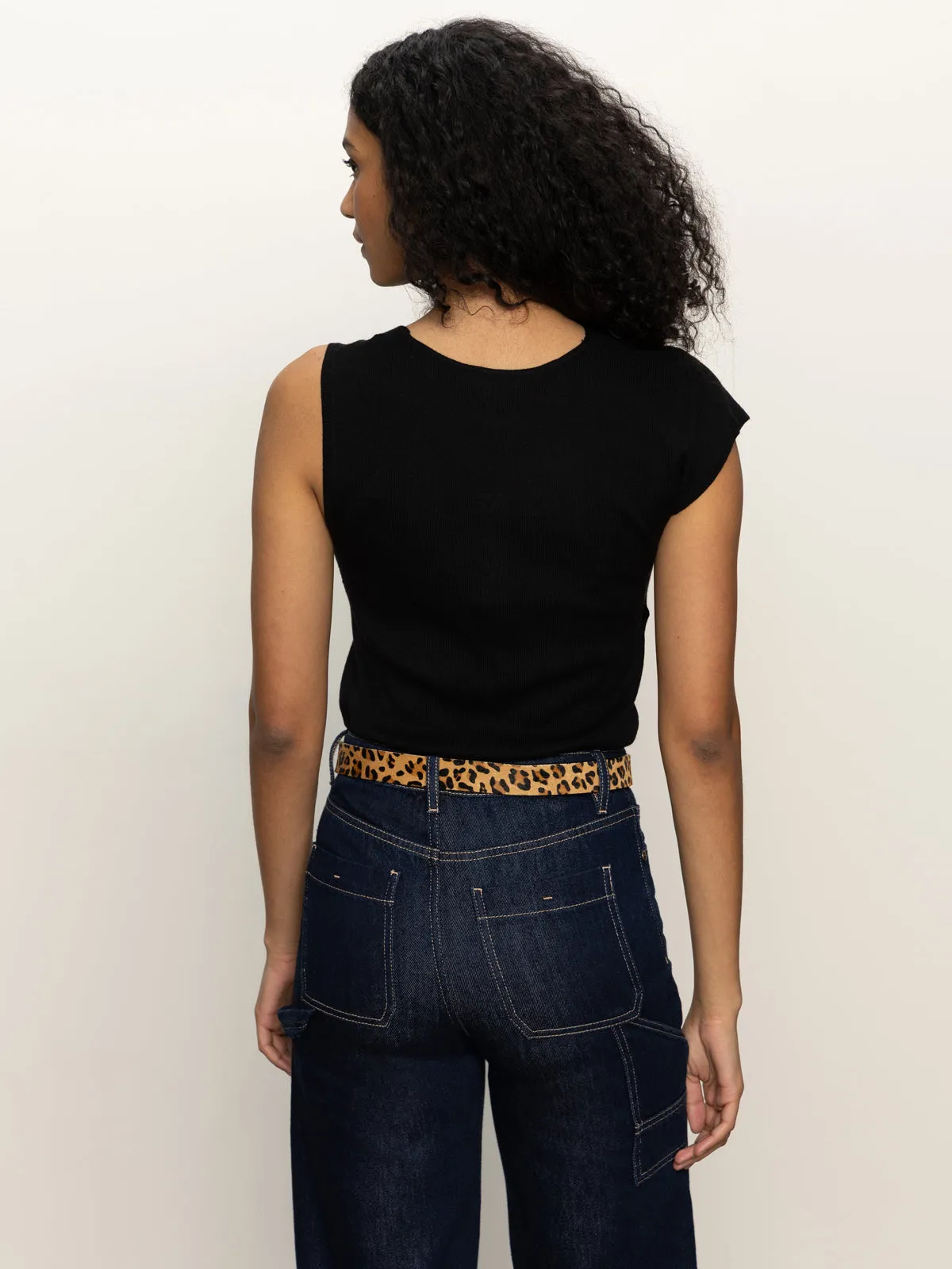 Shoulder Twist Top Black Foam Print Detail Long Lasting Color