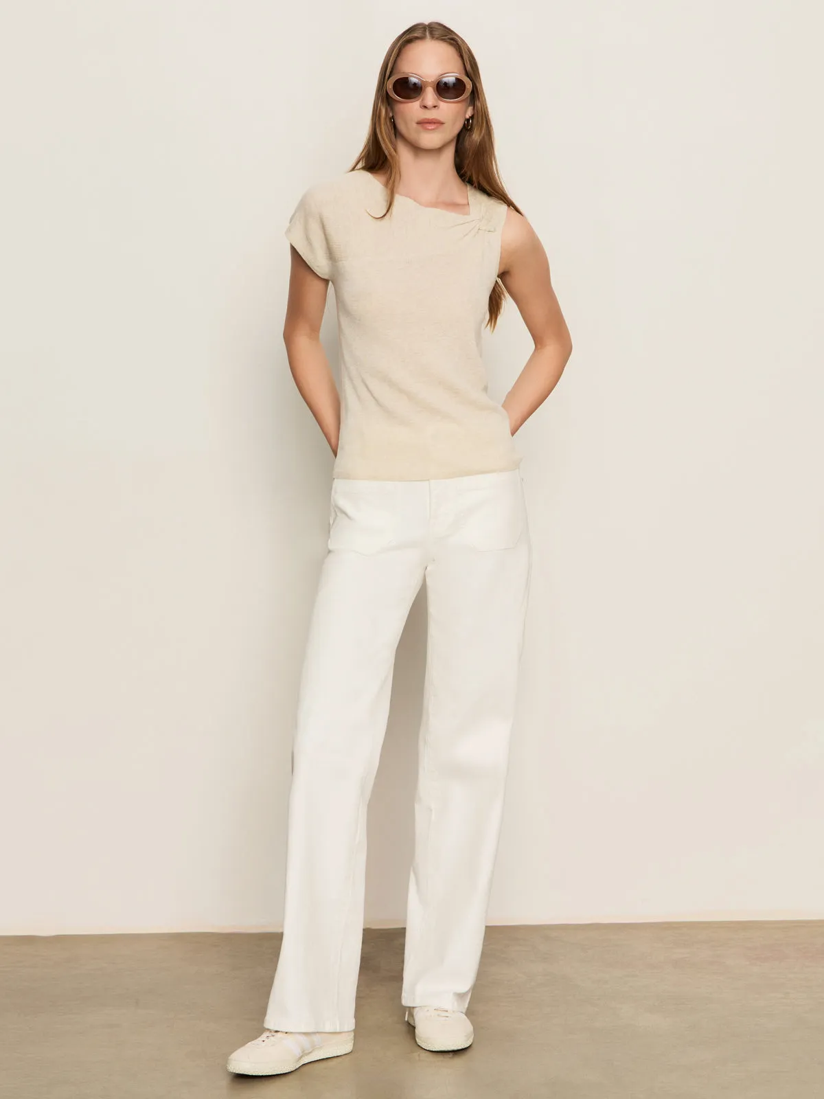 Shoulder Twist Top Heather Pearl Fashion Fit