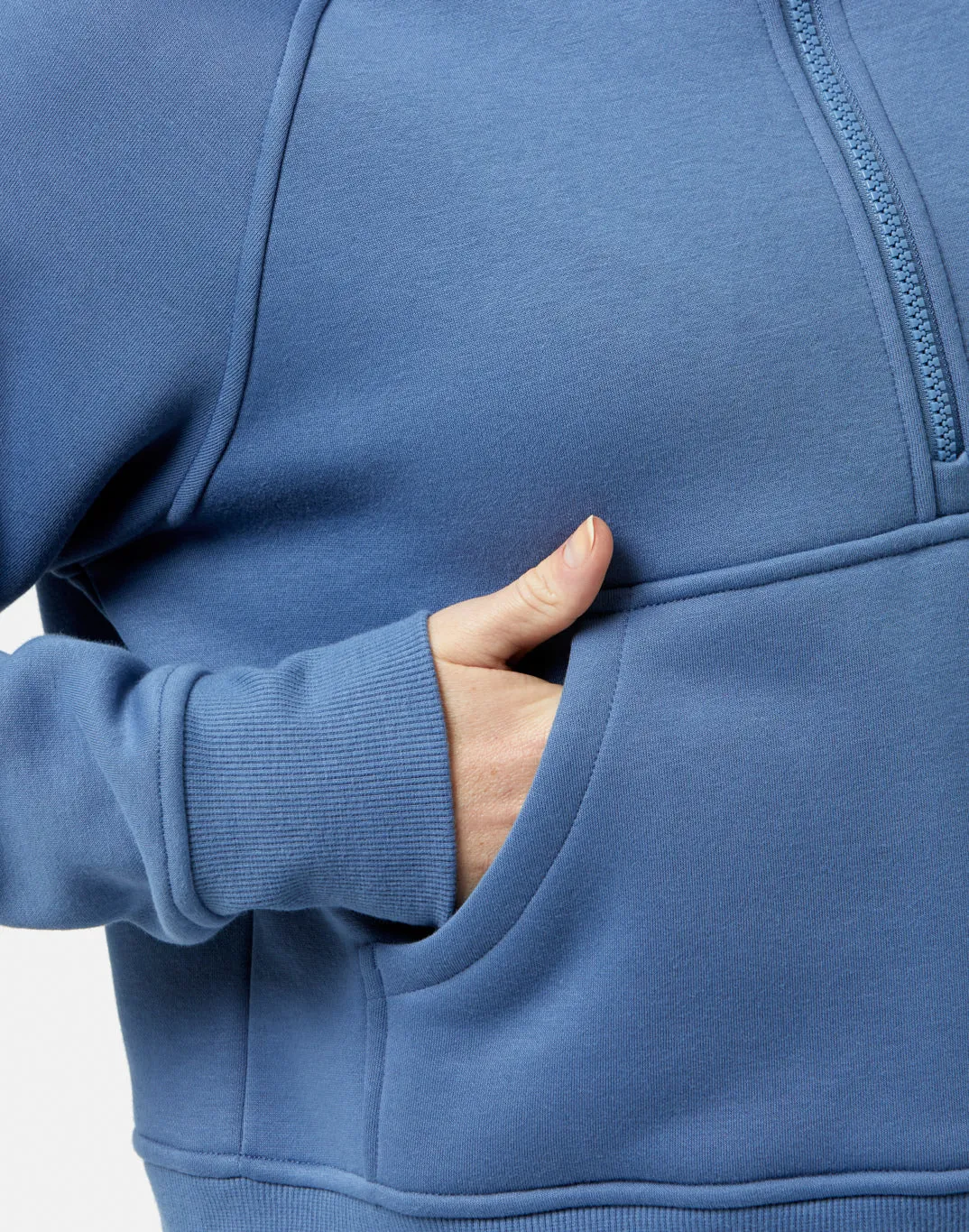 Sierra Half Zip Crop Hoodie in Oasis Blue Machine washable