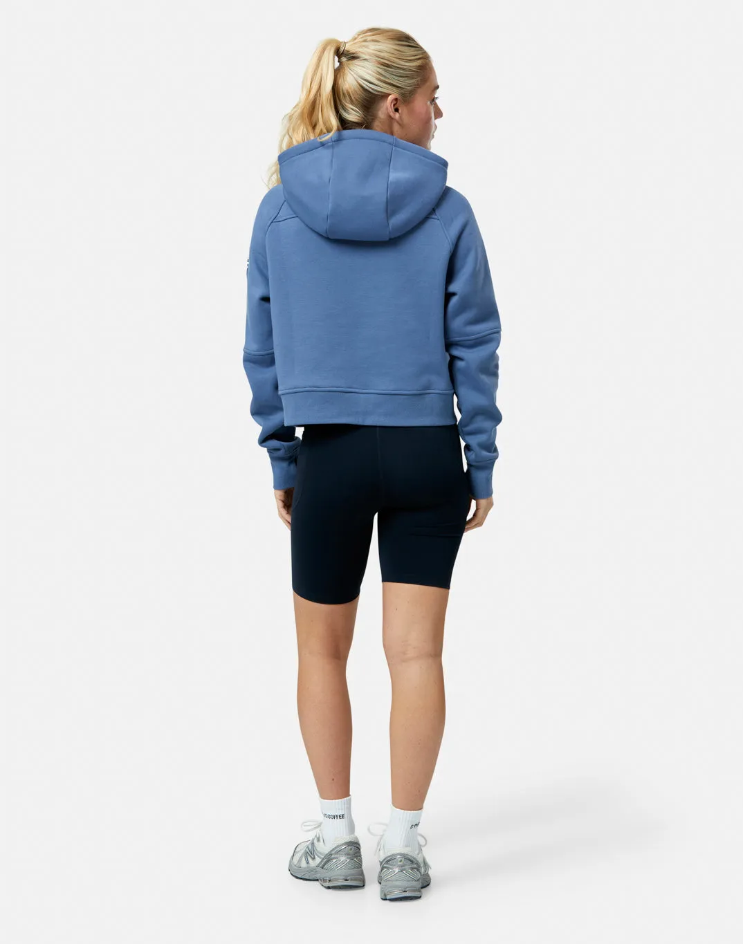 Modern Active Sierra Half Zip Crop Hoodie in Oasis Blue