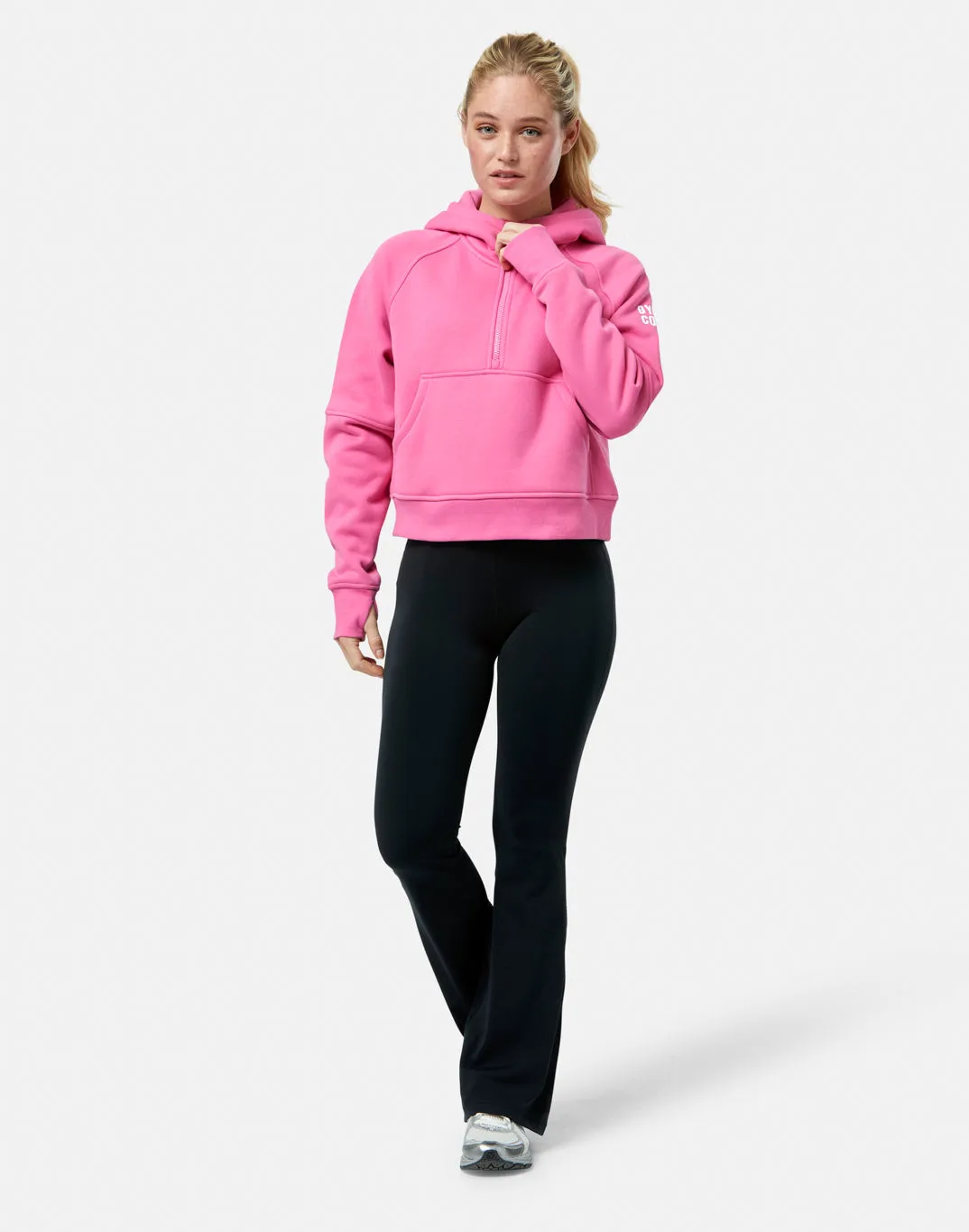 product review Sierra Half Zip Crop Hoodie in Sangria Sunset