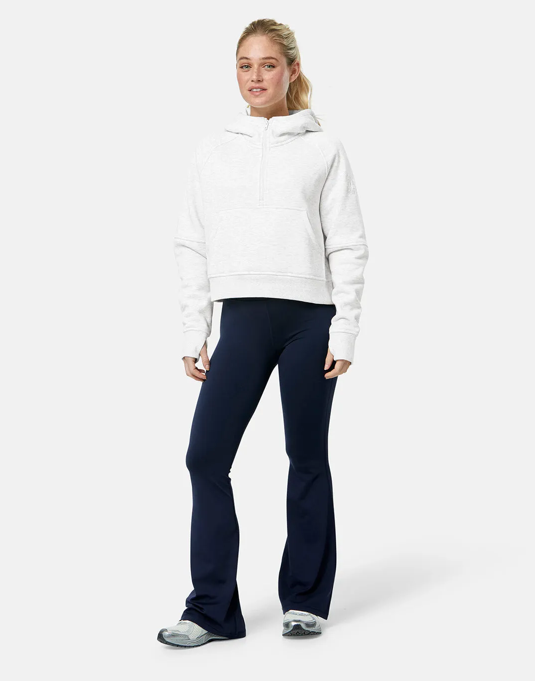 Sierra Half Zip Crop Hoodie in White Marl Cozy Clothing Style product duck cloth ruggedness