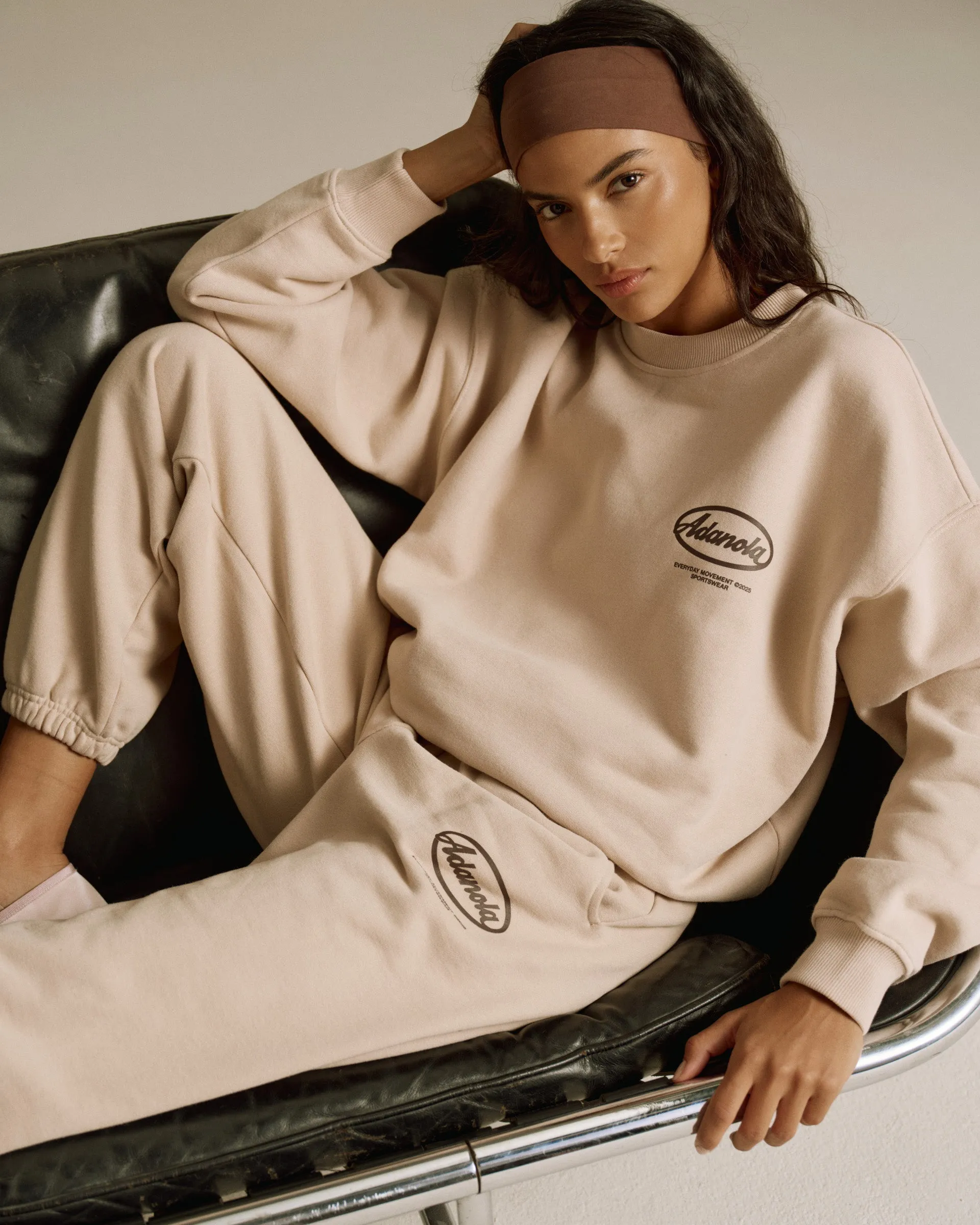 Relaxed Style All Season Signature Oversized Sweatshirt - Almond