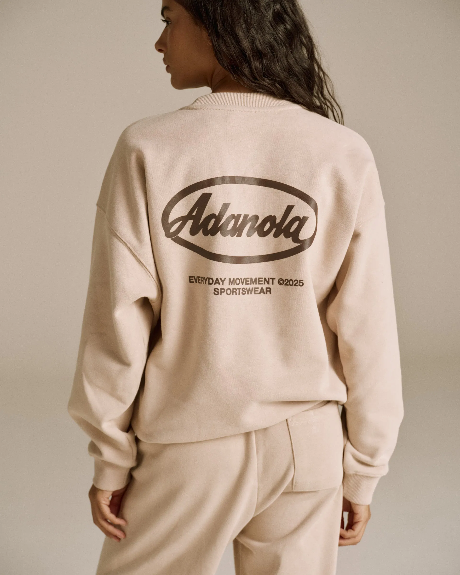 No pockets Urban Fashion Signature Oversized Sweatshirt - Almond