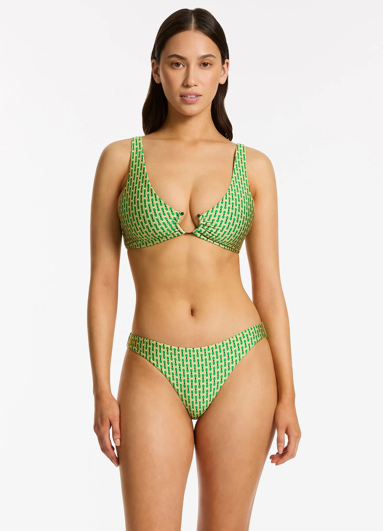 Double Layered Cups Mattala Geo Hipster Bikini Bottom - Flora