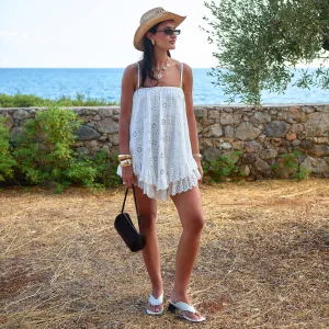 Yaya Lace Scarf Mini Dress Relaxed Finish Casual Comfort Wear