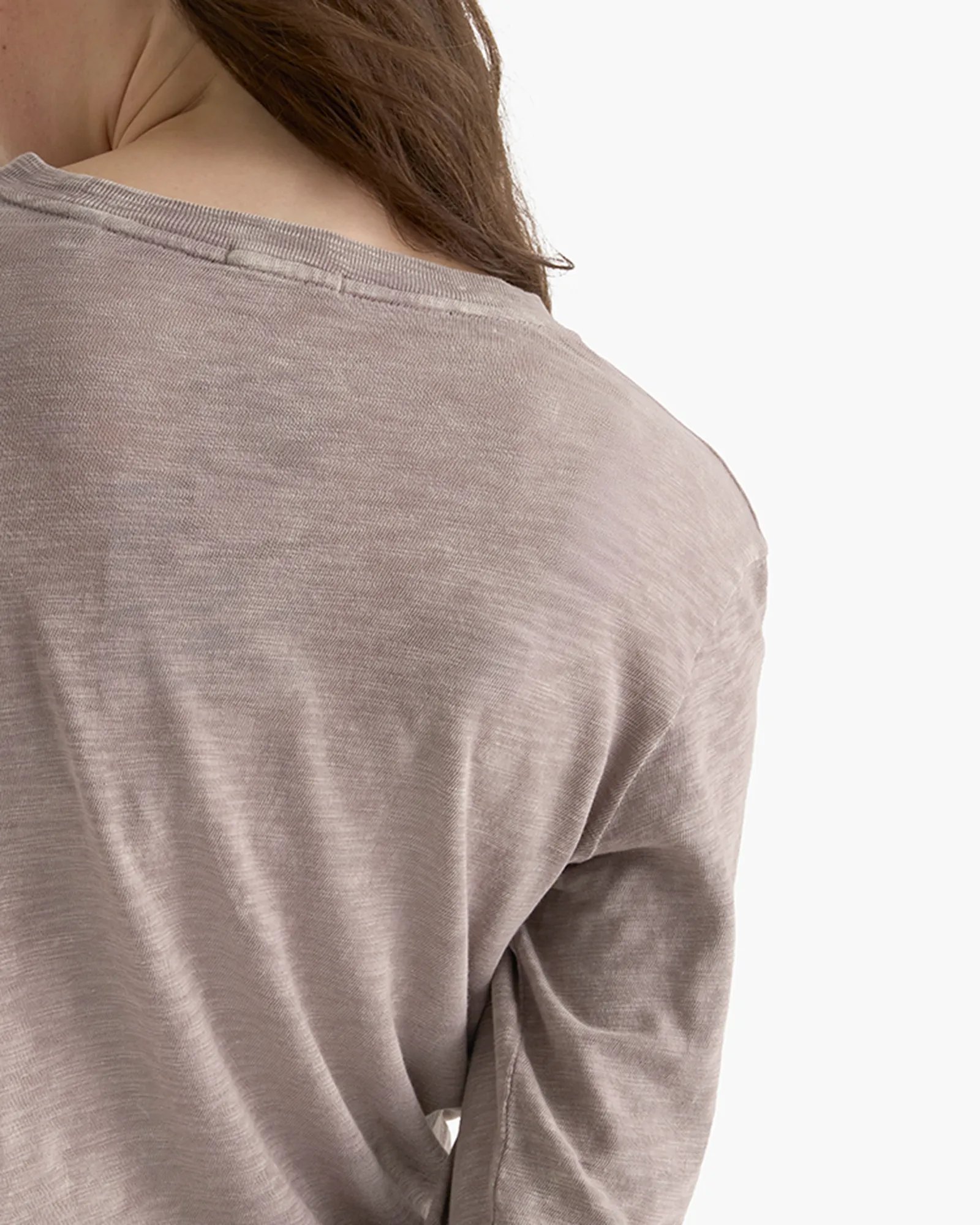 Slub Jersey Chroma Wash Long Sleeve Crew - Faded Mocha Street Style