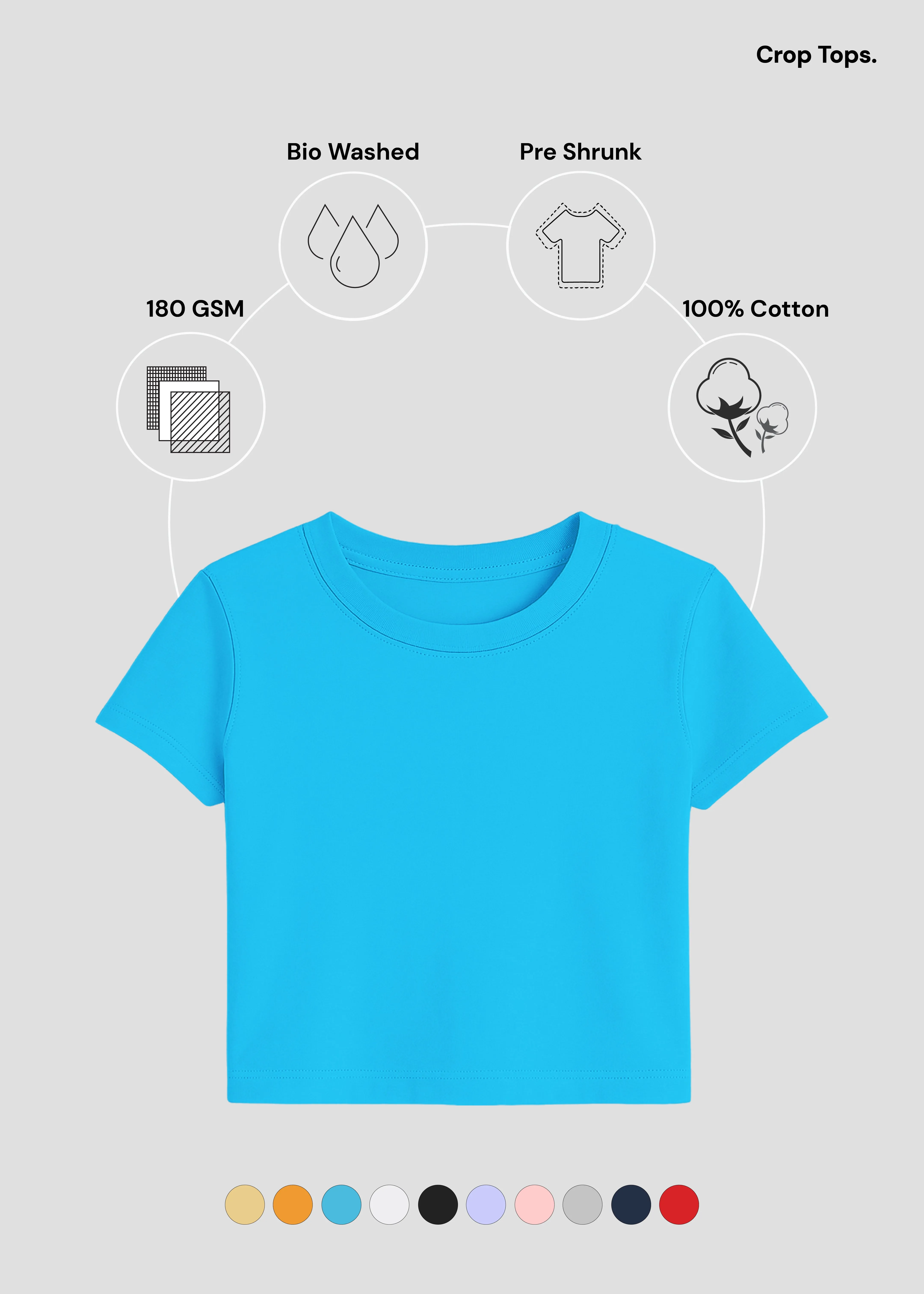 Sky Blue Crop Top | FC39 Chilly Comfort Wear All-Season Comfort Wear