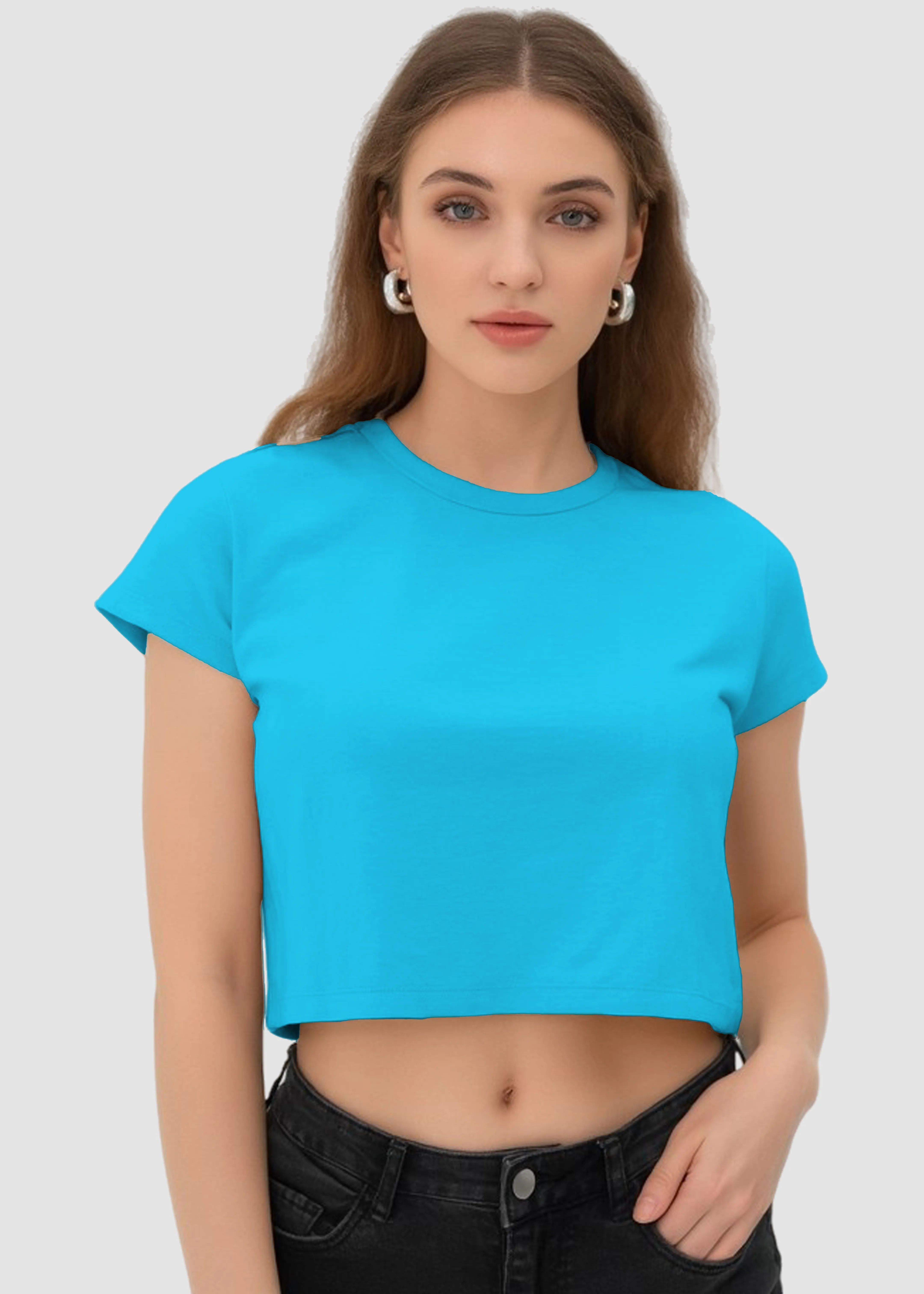 Sky Blue Crop Top | FC39 Cycling endurance Effortless Vibe