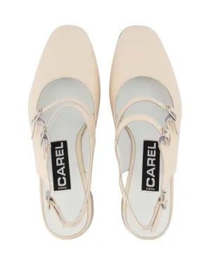 Soft Memory Foam Heels Banana Pumps - Carel - Beige - Patent Leather