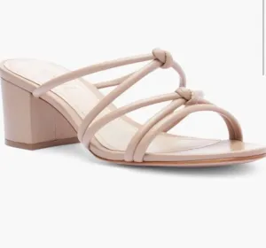 Women's Princey Leather Knotted Block Heel In Beige Timeless Design Bridal Stilettos