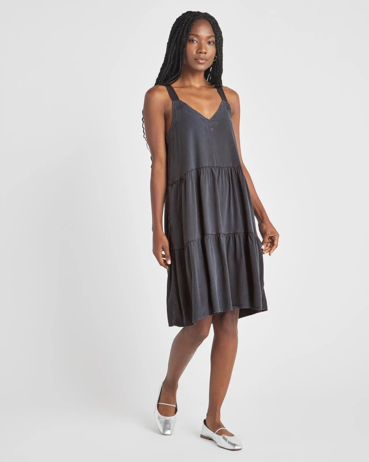 Napa Tiered Solid Dress Trendy Appearance