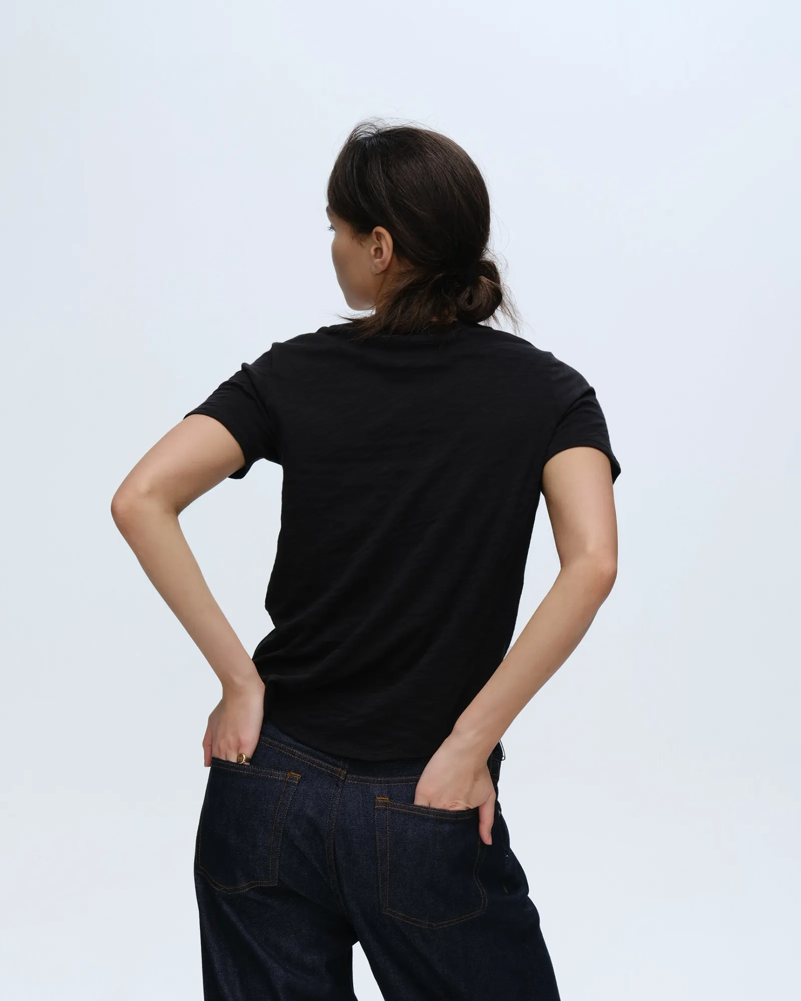 Comfortable Layers Slub Jersey Classic V-Neck Tee - Black