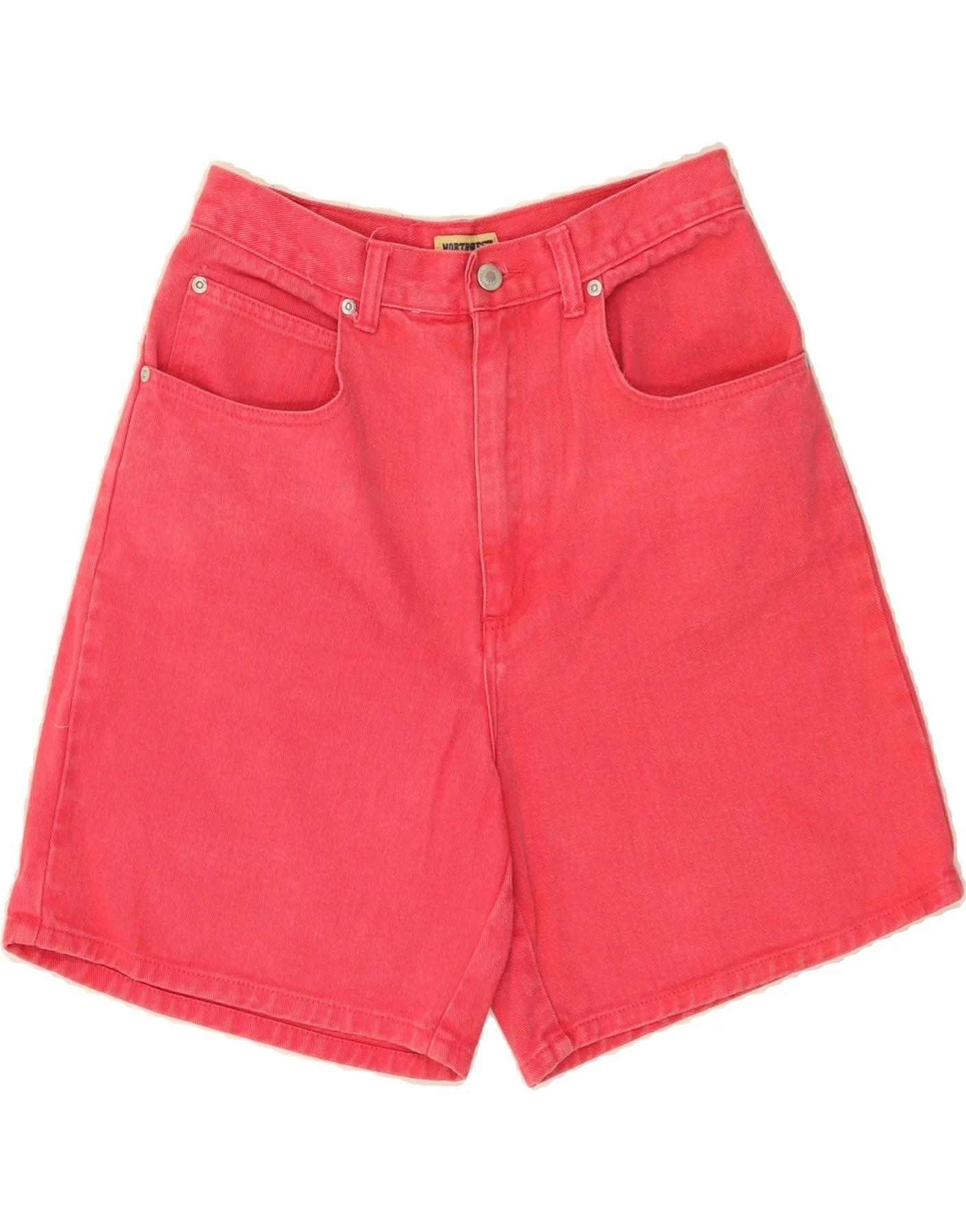 Sleeveless Cut VINTAGE Womens High Waist Denim Shorts US 8 Medium W28  Pink Cotton
