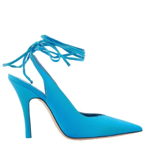 Customizable Chic White Stilettos The Attico Turquoise Venus Slingback 105 Pumps
