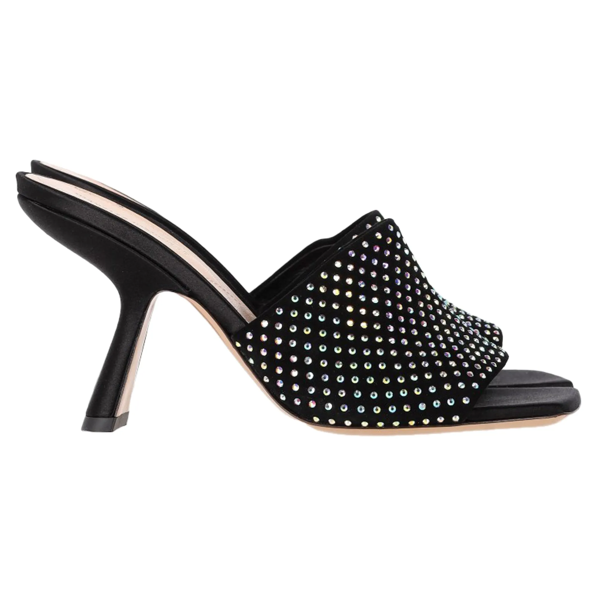 Chunky Heels Nicholas Kirkwood Alba 90 Heeled Mules in Black Suede