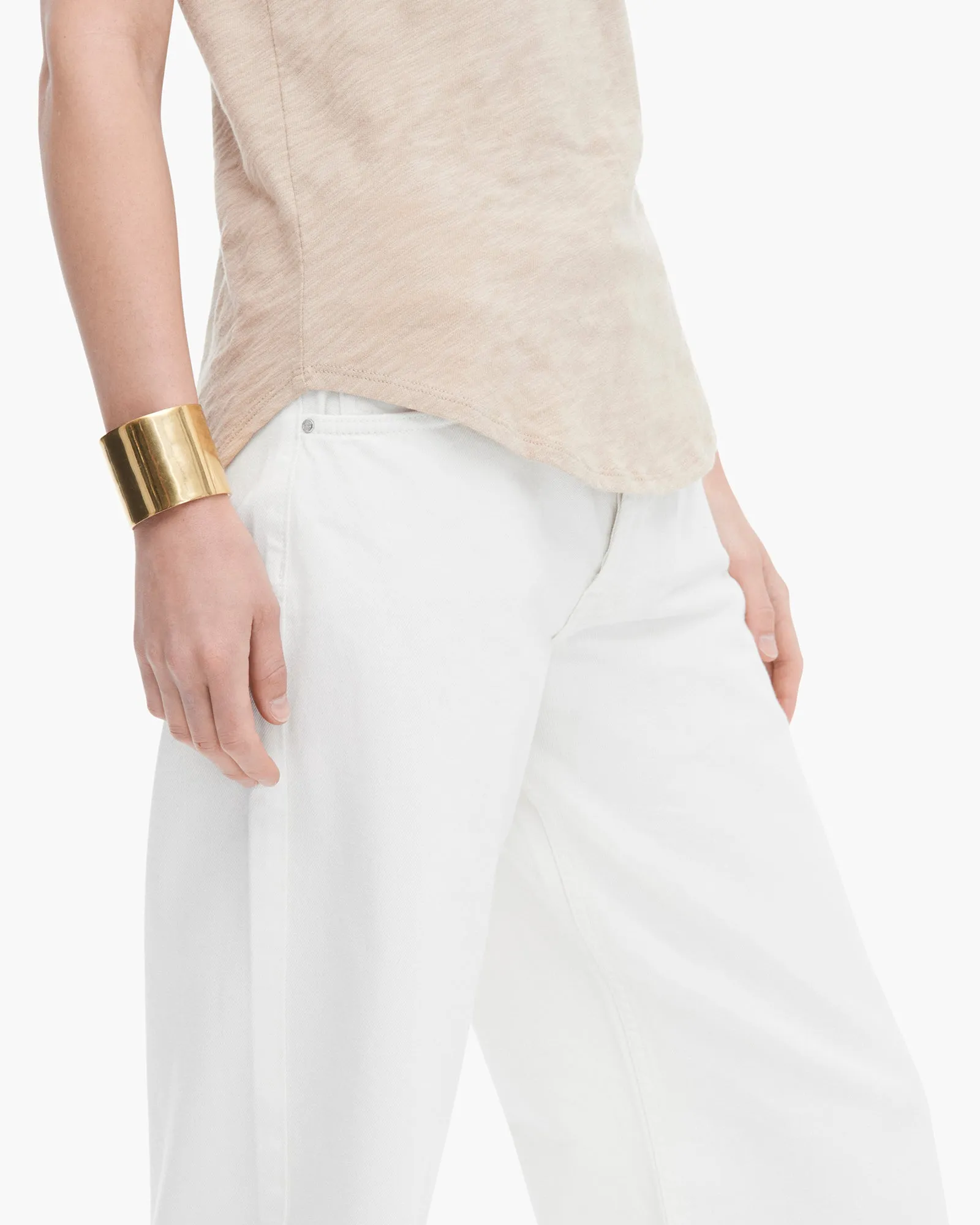 Simple Yet Cozy Slub Jersey Classic Short Sleeve V-Neck Tee - Dune