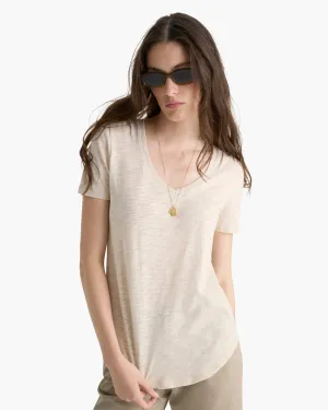 Slub Jersey Classic V-Neck Tee - Bleached Oak Value for Money Quick Fit Design