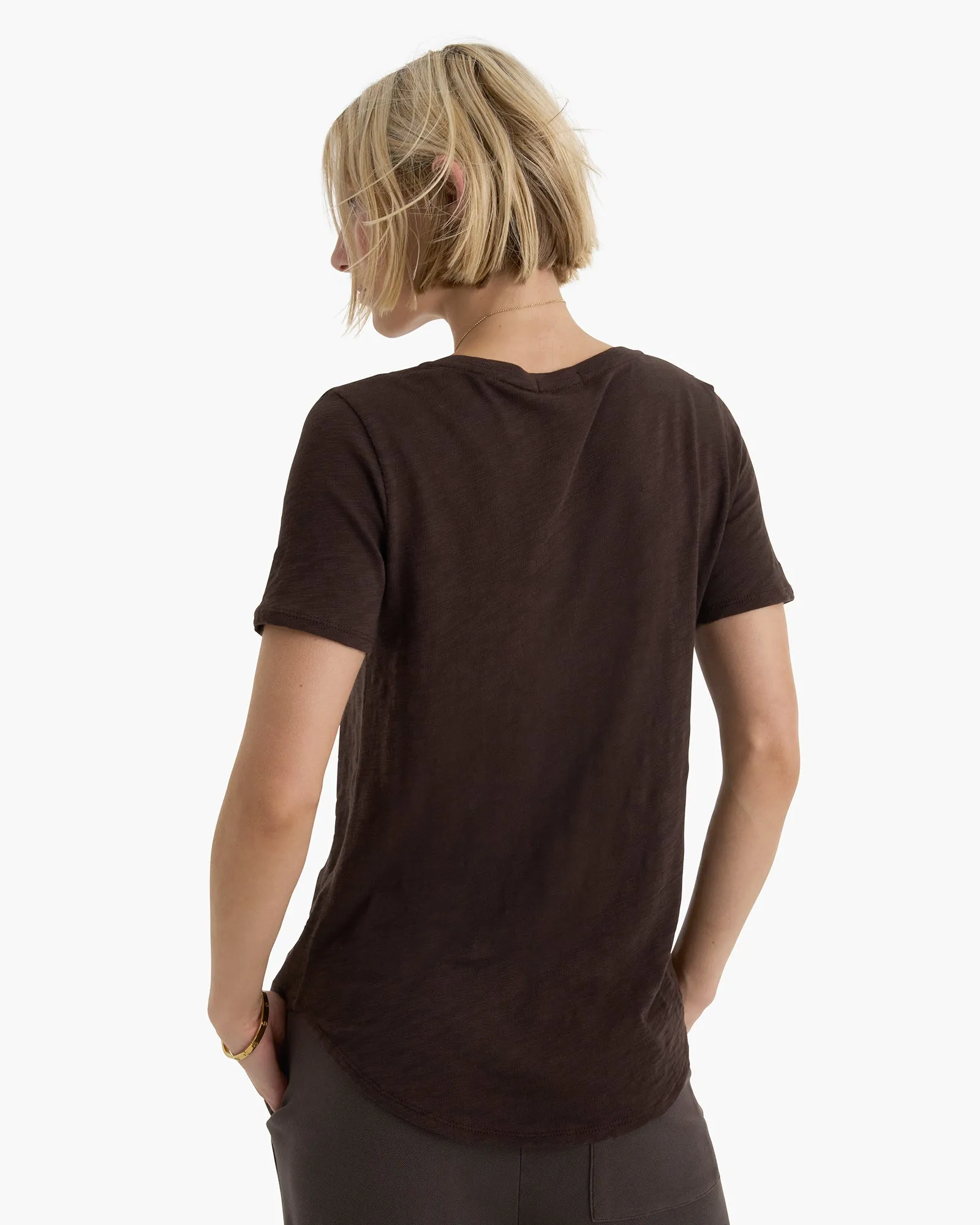 Slub Jersey Classic V-Neck Tee - Dark Chocolate Comfortable Touch