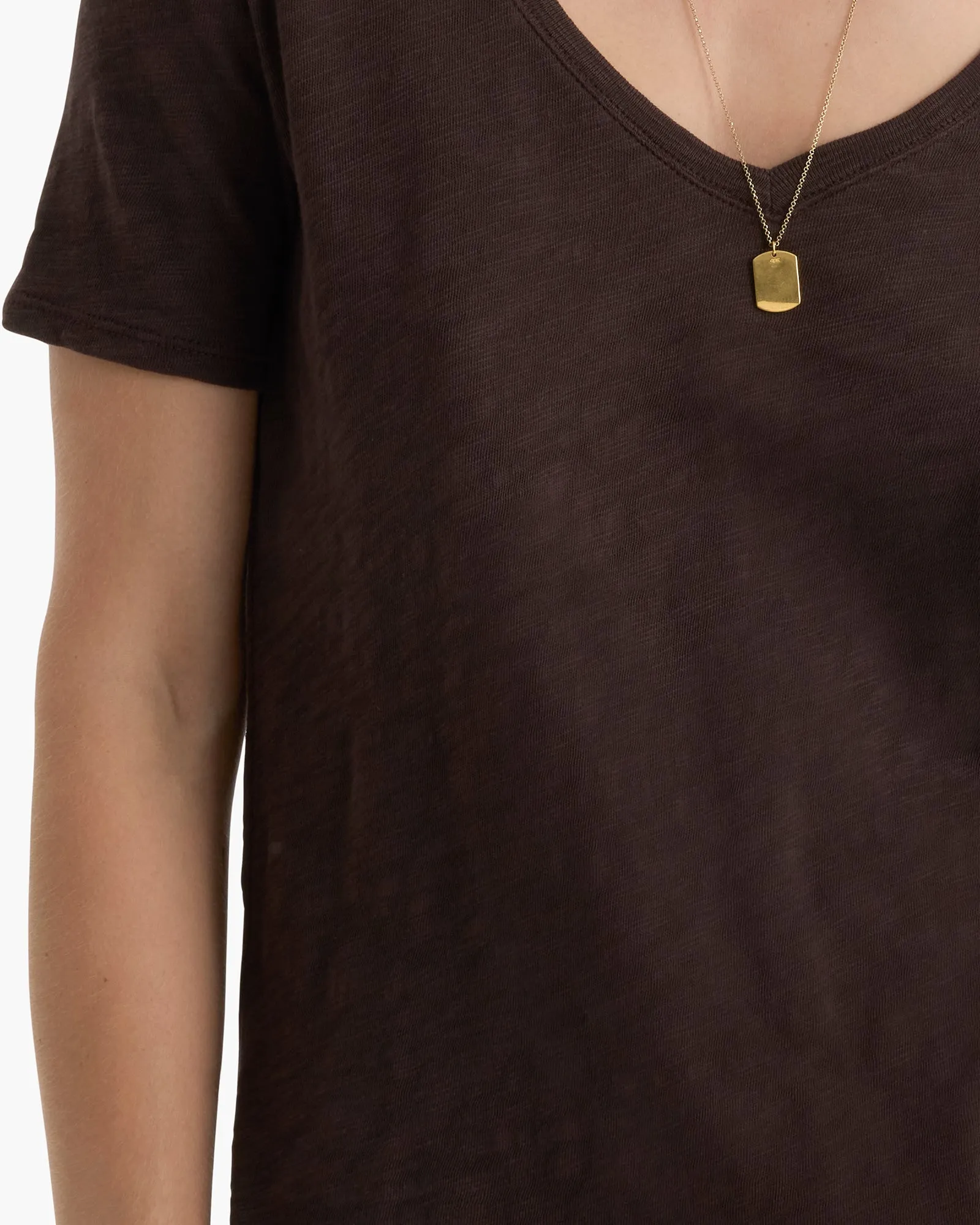 Slub Jersey Classic V-Neck Tee - Dark Chocolate Comfortable All Day Wear LayeredHemDetails