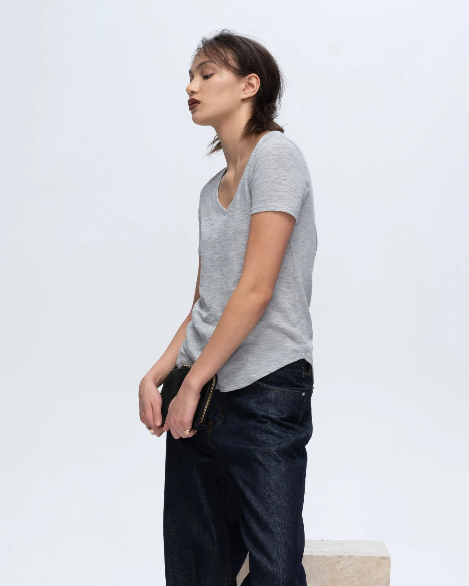 Slub Jersey Classic V-Neck Tee - Heather Grey Everyday Style Trend Outdoor Smart