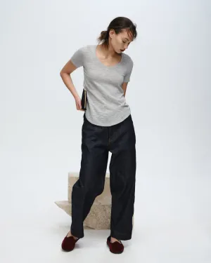 Stylish Wear Chic Comfort Slub Jersey Classic V-Neck Tee - Heather Grey