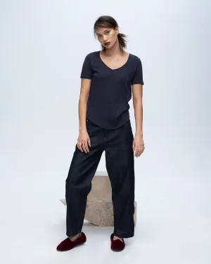 Layering Piece Slub Jersey Classic V-Neck Tee - Midnight