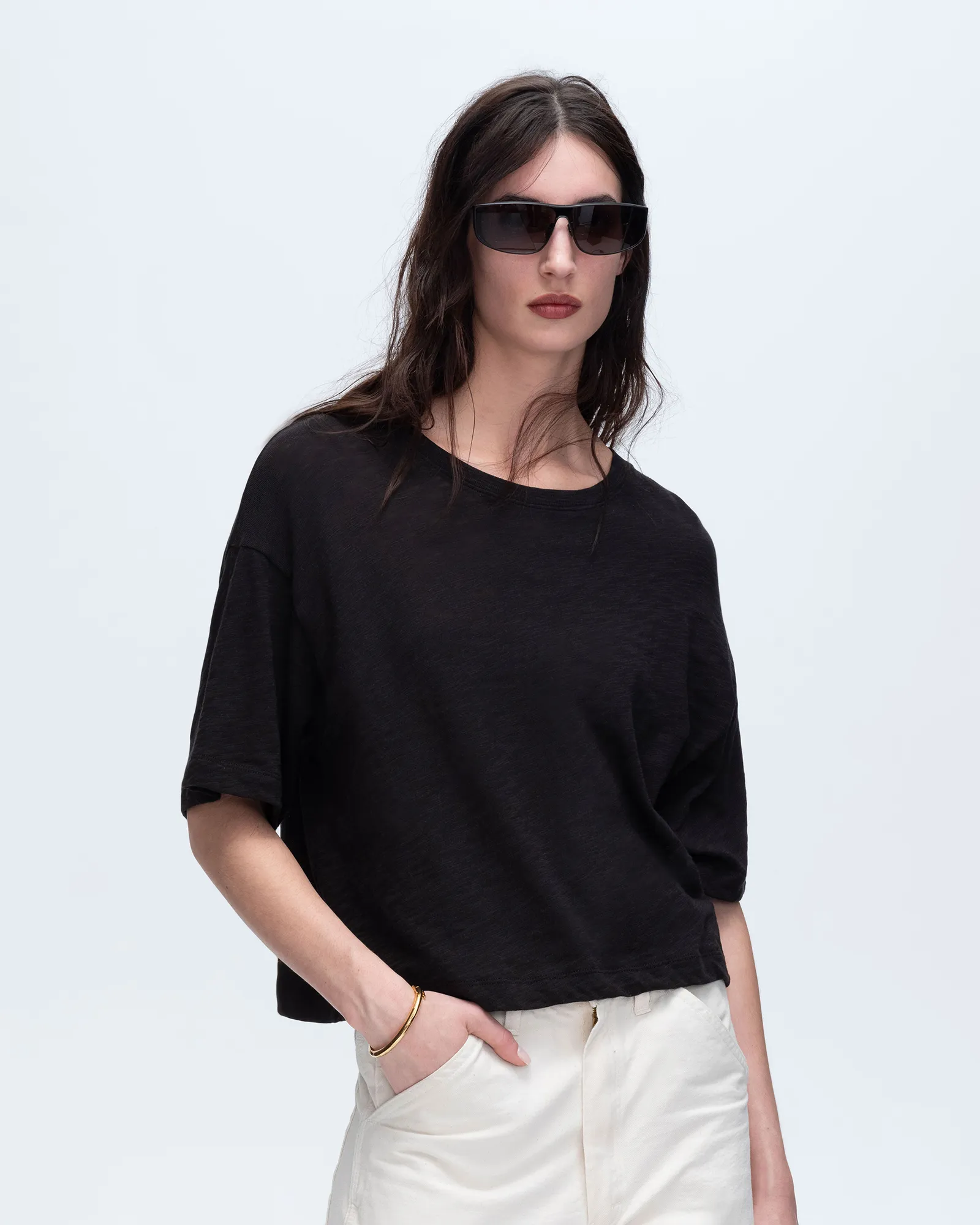 Slub Jersey Crew Neck Tee - Black Effortless Wear