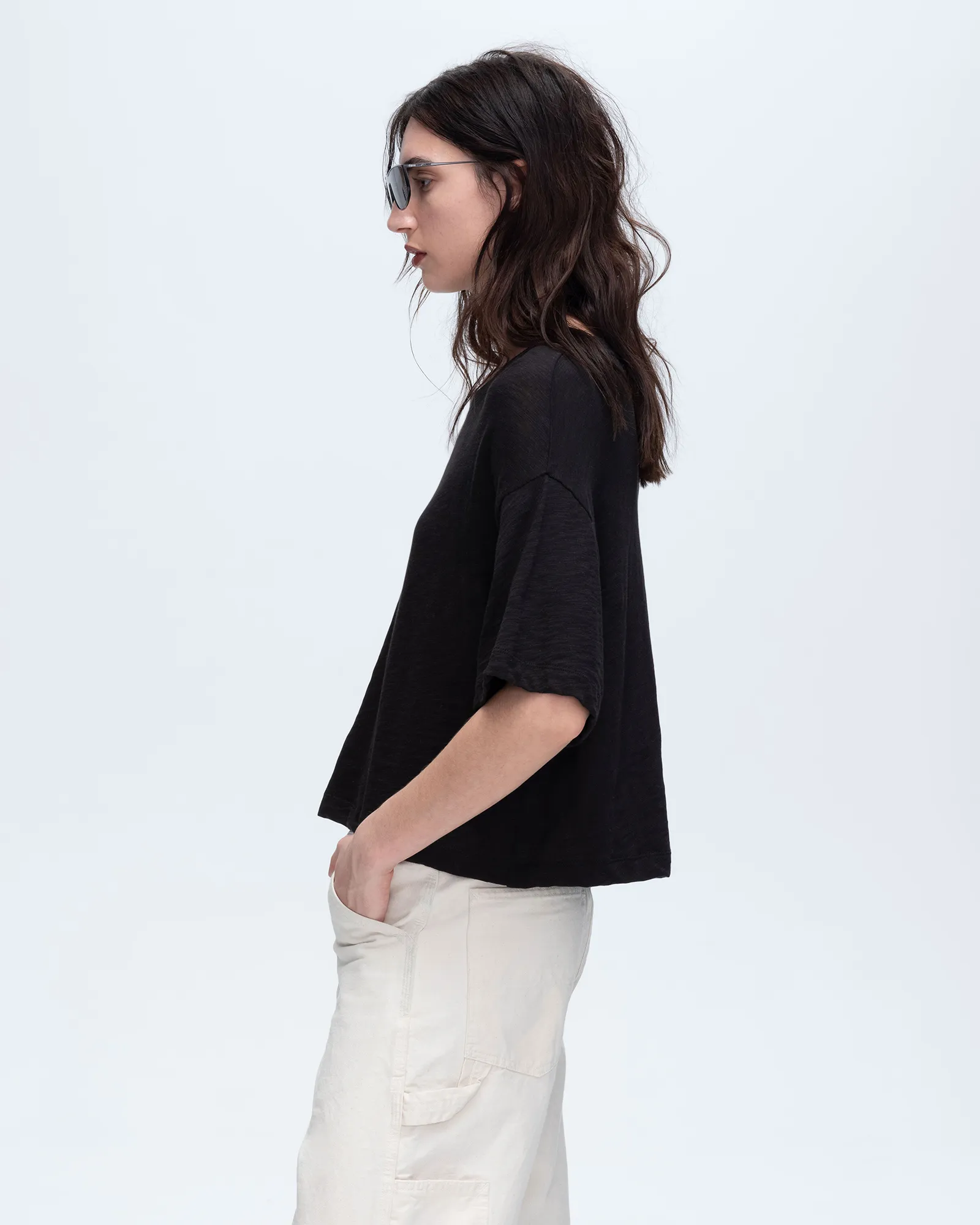 Slub Jersey Crew Neck Tee - Black All-Day Comfort Wear