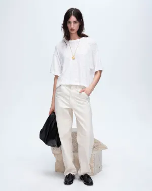 Slub Jersey Crew Neck Tee - White Comfortable fit