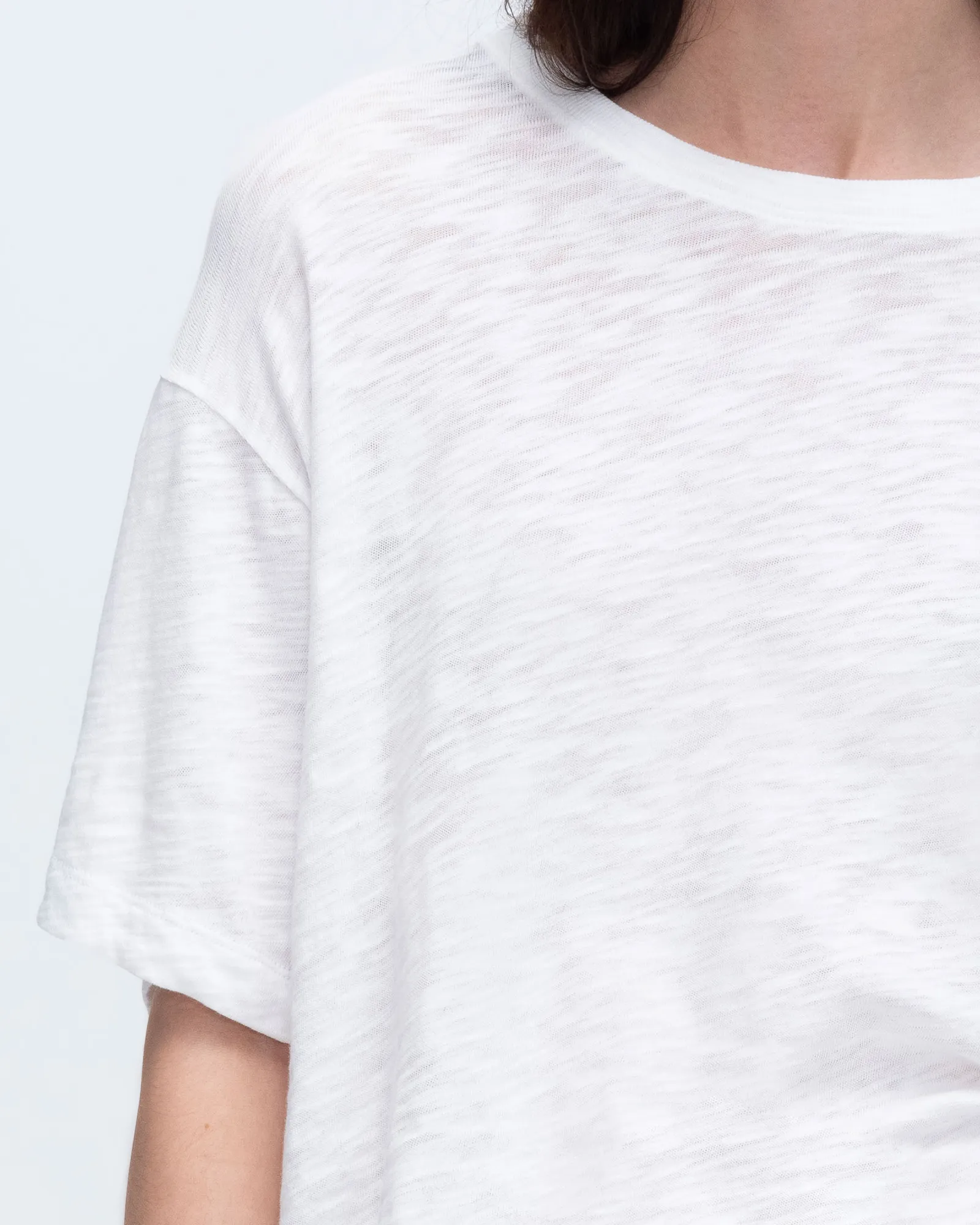 Effortless Style Breathable Style Slub Jersey Crew Neck Tee - White