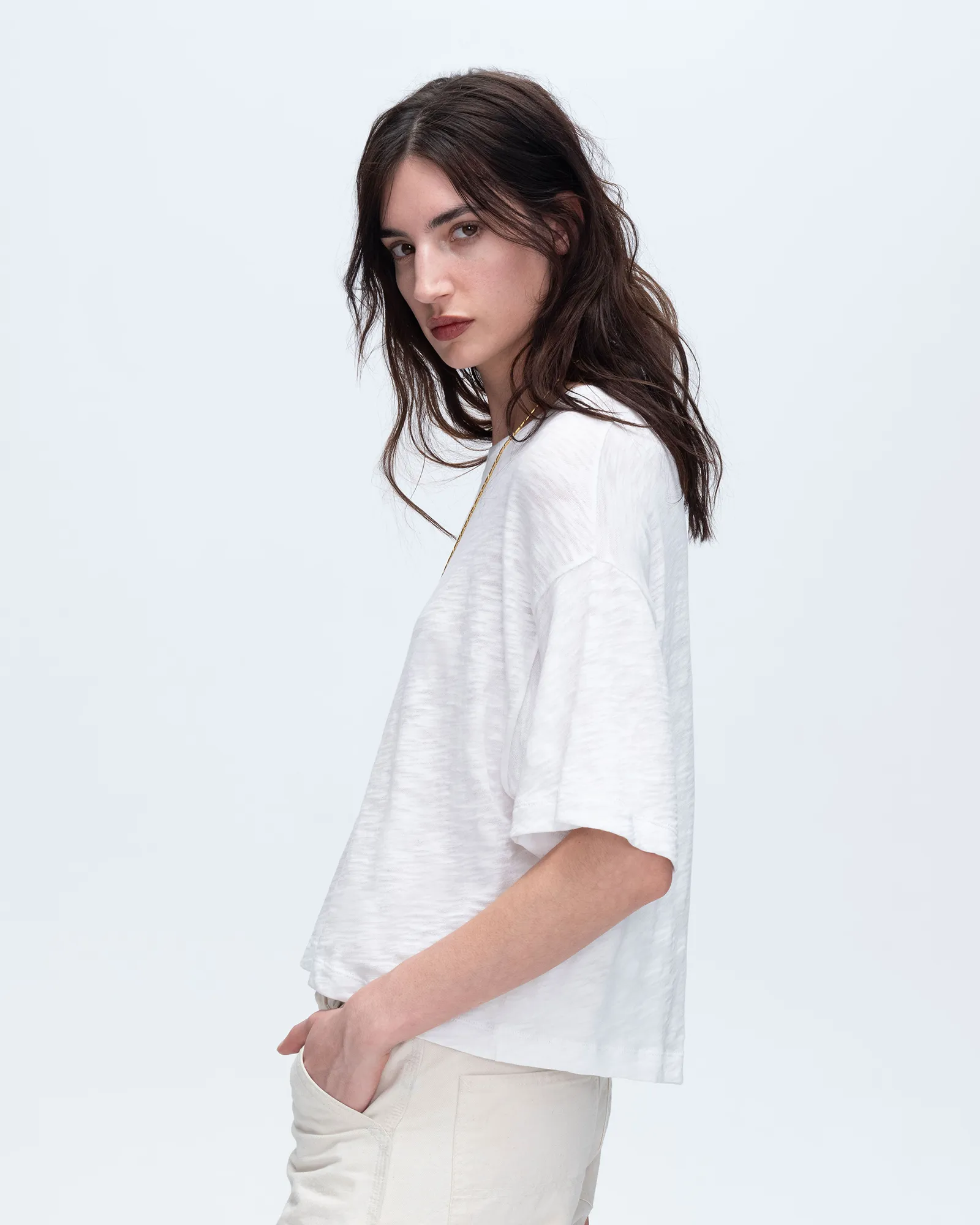 Slub Jersey Crew Neck Tee - White Soft and breathable