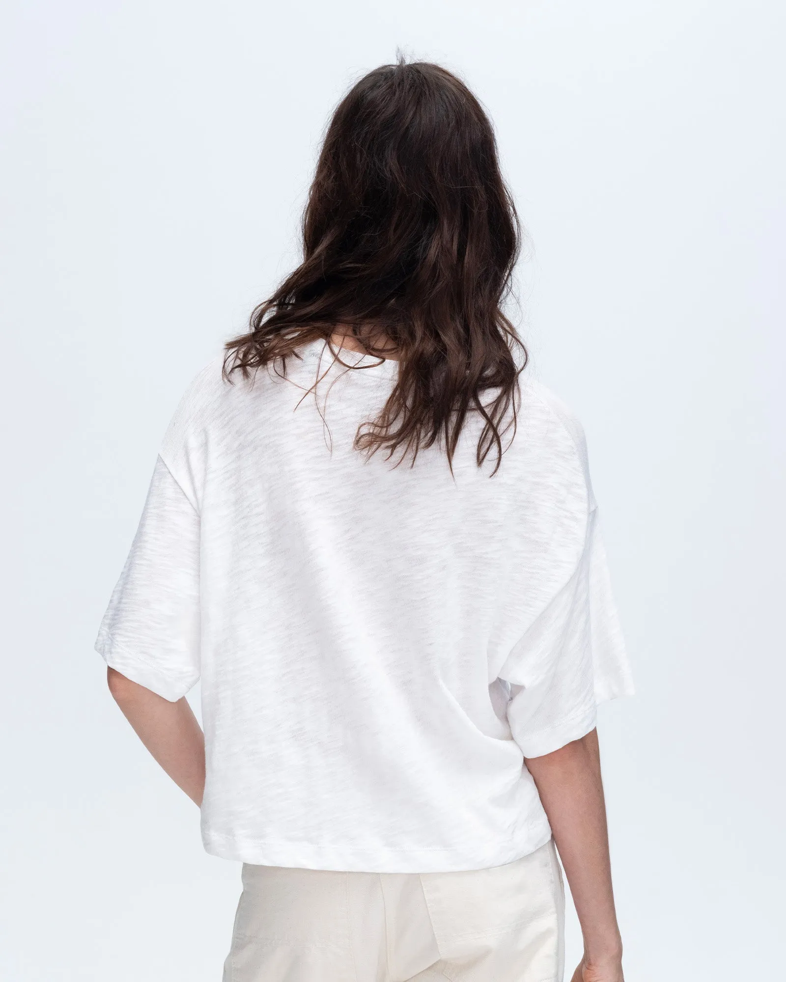 Outdoor Leisure Summer Style Slub Jersey Crew Neck Tee - White