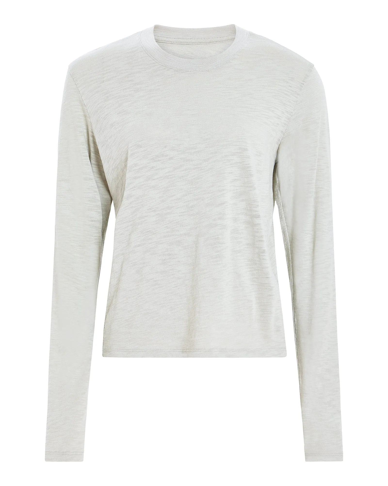 Sleek Comfort Fit Slub Jersey Long Sleeve Crop Tee - Abbey Stone