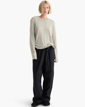 Slub Jersey Long Sleeve Crop Tee - Abbey Stone Crew Neck Design Sport Flex Fit