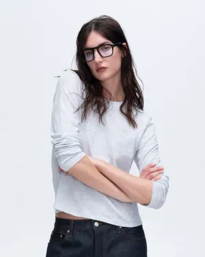 Slub Jersey Long Sleeve Crop Tee - Powder Blue comfortable top