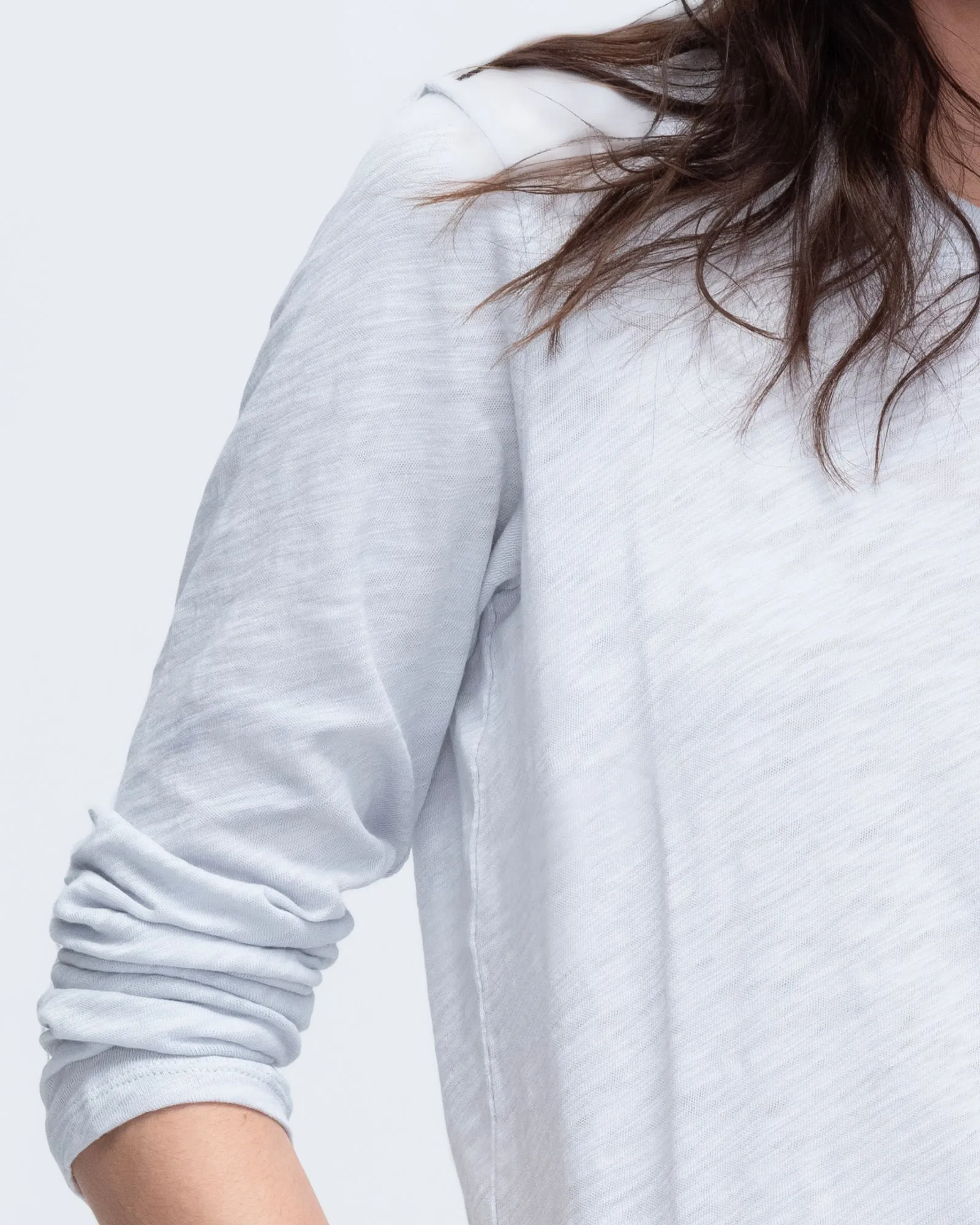 Slub Jersey Long Sleeve Crop Tee - Powder Blue Minimal Comfort Wear