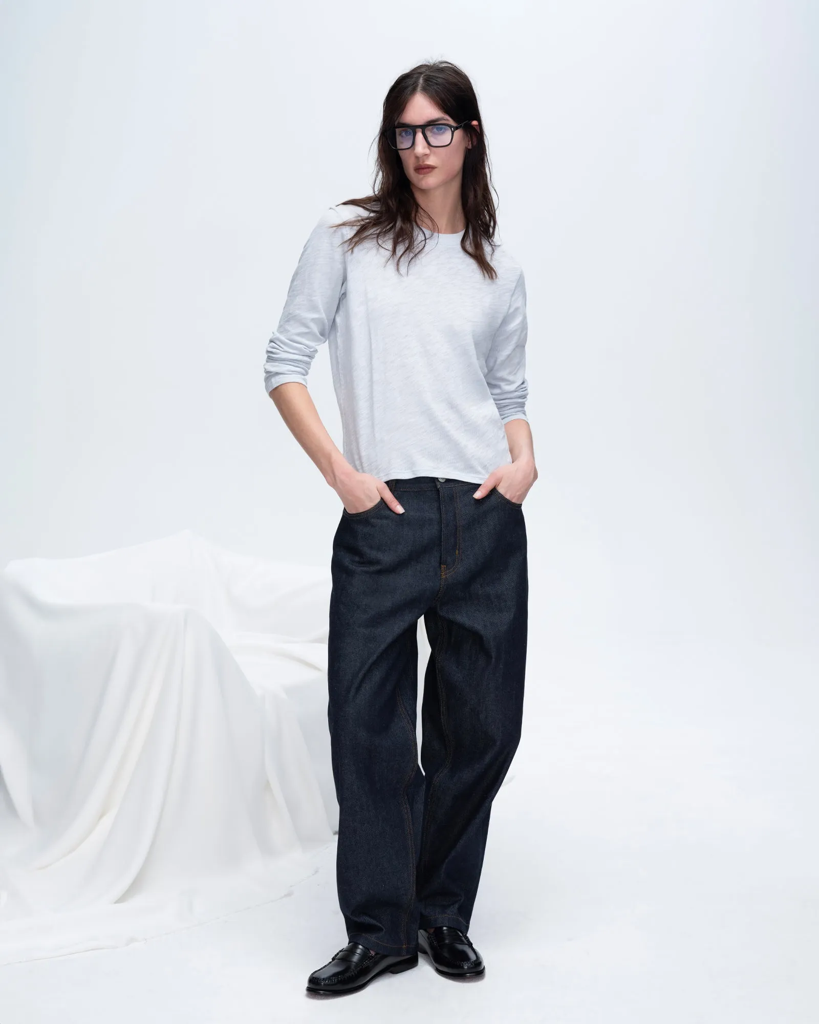 Subtle Details Slub Jersey Long Sleeve Crop Tee - Powder Blue