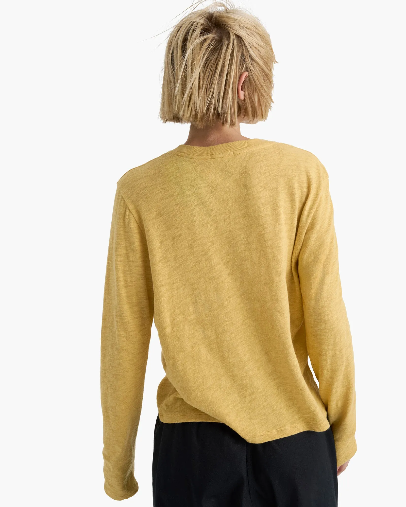 Slub Jersey Long Sleeve Crop Tee - Sunflower Layered Collar Active Design