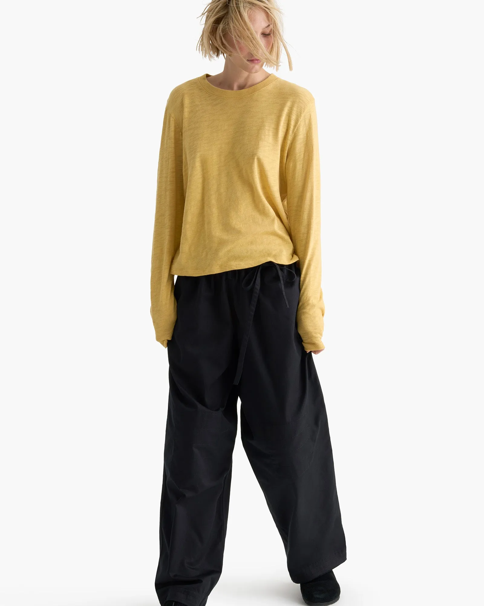 Slub Jersey Long Sleeve Crop Tee - Sunflower suitable for all genders Chilly Comfort