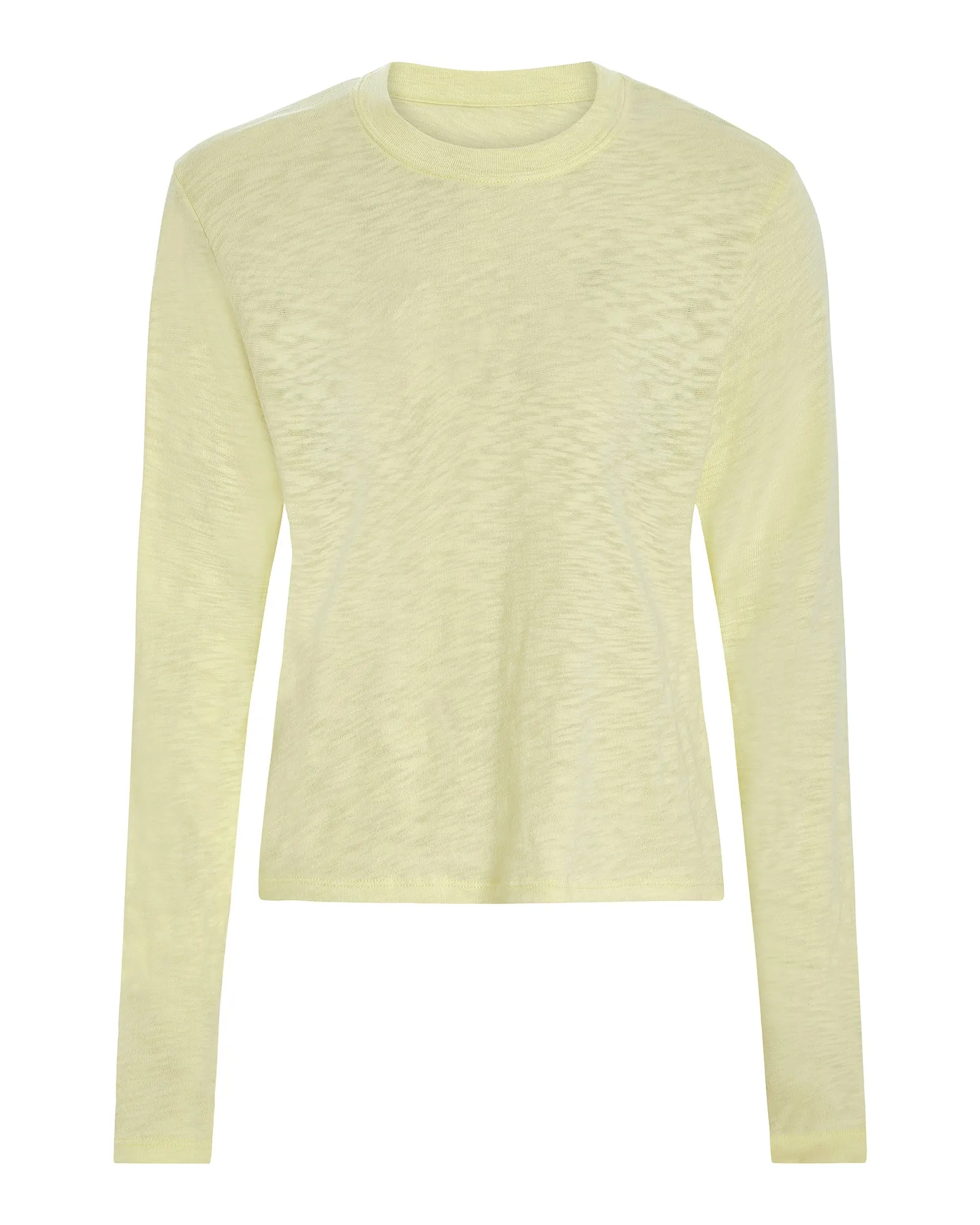 Breathable Stretch Non Toxic Printing Slub Jersey Long Sleeve Crop Tee - Tender Yellow