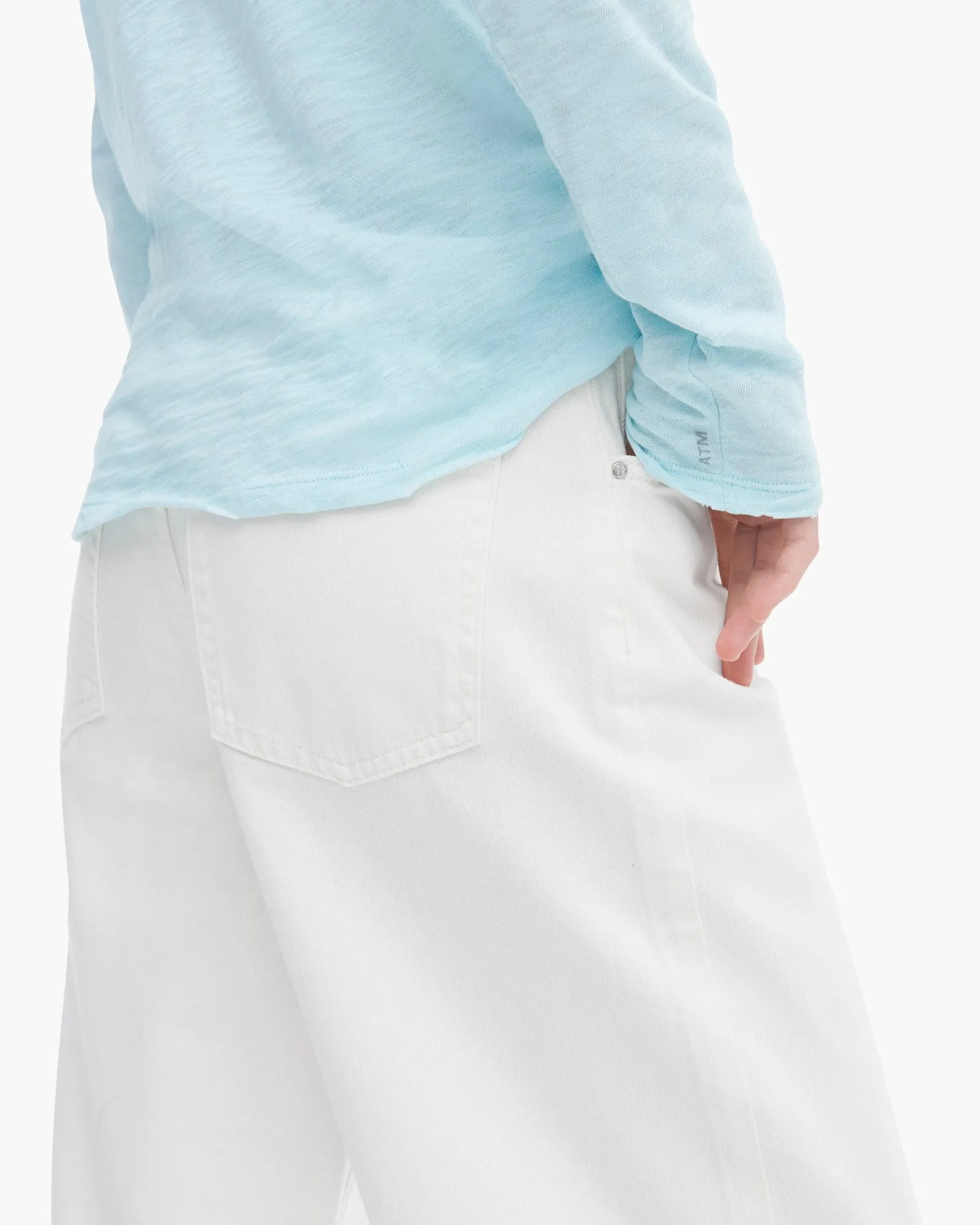 Regular fit normality Slub Jersey Long Sleeve Destroyed Crew - Ocean Blue