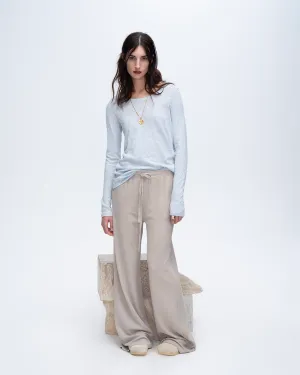 Slub Jersey Long Sleeve Destroyed Crew - Powder Blue Moisture wicking