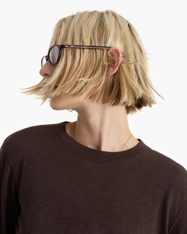 Slub Jersey Long Sleeve Destroyed Wash Tee -  Dark Chocolate Fashion Fit